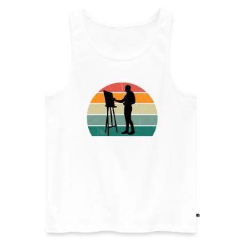 Peintre Peintre Dessin Dessinatrice Dessinatrice Couleur - Débardeur bio Premium Homme - blanc - Devant - AI Model Male 178 light (178cm)
