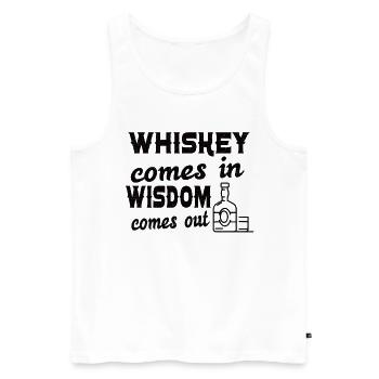 Whiskey goes in Wisdom goes out for Whiskey Fans - Men's Premium Organic Tank Top - white - Front - AI Model Male 178 light (178cm)