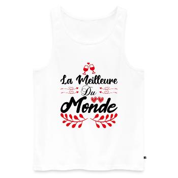 La meilleur du monde. Cadeau copine cadeau d'amour - Débardeur bio Premium Homme - blanc - Devant - Michal (187cm)