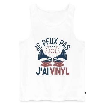 Je peux pas j'ai vinyle Cadeau amoureux de musique - Débardeur bio Premium Homme - blanc - Devant - Michal (187cm)