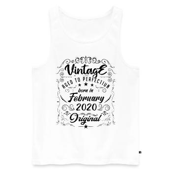 Vintage Né(e) en Février 2020 anniversaire février - Débardeur bio Premium Homme - blanc - Devant - Michal (187cm)