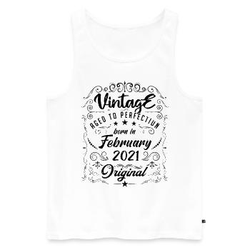Vintage Né(e) en Février 2021 anniversaire février - Débardeur bio Premium Homme - blanc - Devant - Michal (187cm)