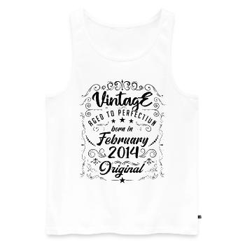 Vintage Born in February 2014 Anniversary February - Men's Premium Organic Tank Top - white - Front - Michal (187cm)