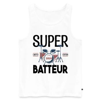 Super Batteur. Cadeau batteur. bassiste. Musicien. - Débardeur bio Premium Homme - blanc - Devant - Michal (187cm)