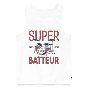 Super Batteur. Cadeau batteur. bassiste. Musicien. - Débardeur bio Premium Homme - blanc - Devant - Michal (187cm)