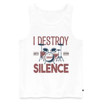 Ich zerstöre das Schweigen. Geschenkschlagzeuger, Geschenkmusiker - Männer Premium Bio Tank Top - Weiß - Vorne - Michal (187cm)