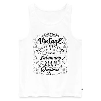 Vintage Né(e) en Février 2009 anniversaire février - Débardeur bio Premium Homme - blanc - Devant - Michal (187cm)