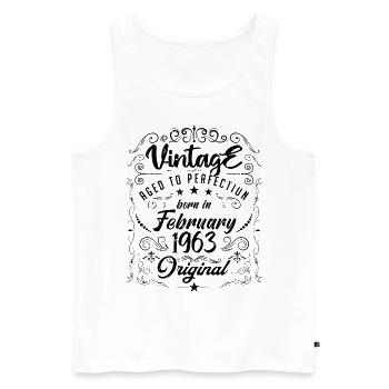 Vintage Né(e) en Février 1963 anniversaire février - Débardeur bio Premium Homme - blanc - Devant - Michal (187cm)