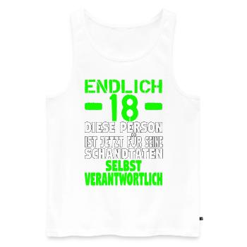 18. Geburtstag Geburtstagsgeschenk Geschenkidee - Männer Premium Bio Tank Top - Weiß - Vorne - Michal (187cm)