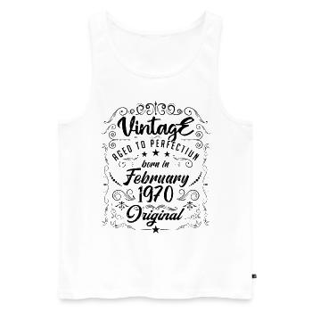 Vintage Né(e) en Février 1970 anniversaire février - Débardeur bio Premium Homme - blanc - Devant - Michal (187cm)