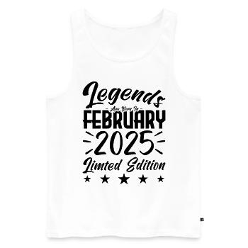 Naissance En Février 2025. Cadeau d'anniversaire. - Débardeur bio Premium Homme - blanc - Devant - Michal (187cm)