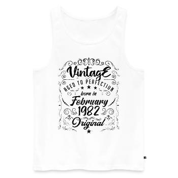 Vintage Né(e) en Février 1982 anniversaire février - Débardeur bio Premium Homme - blanc - Devant - Michal (187cm)