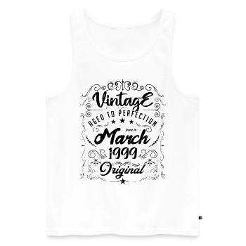 Vintage Né(e) en Mars 1999. anniversaire mars 1999 - Débardeur bio Premium Homme - blanc - Devant - Michal (187cm)