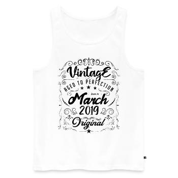 Vintage born in March 2019. Birthday March 2019 - Men's Premium Organic Tank Top - white - Front - AI Model Male 178 light (178cm)