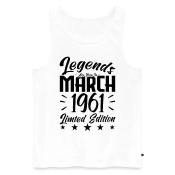 Naissance En Mars 1961. Cadeau d'anniversaire mars - Débardeur bio Premium Homme - blanc - Devant - Michal (187cm)