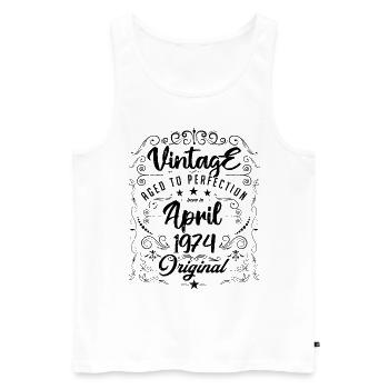 Jahrgang geboren im April 1974. Geburtstag April. - Männer Premium Bio Tank Top - Weiß - Vorne - Michal (187cm)