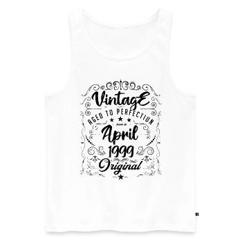 Vintage Né(e) en Avril 1999. anniversaire avril. - Débardeur bio Premium Homme - blanc - Devant - Michal (187cm)