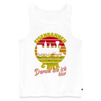 Dampflok Lokführer Eisenbahner Eisenbahn Lok Bahn - Männer Premium Bio Tank Top - Weiß - Vorne - AI Model Male 178 light (178cm)