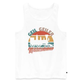 Modeleisenbahner Modeleisenbahn Modellzug Lok - Männer Premium Bio Tank Top - Weiß - Vorne - AI Model Male 178 light (178cm)