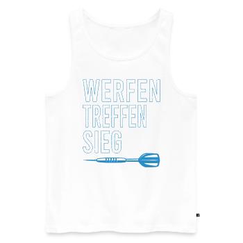 Dartspieer Dart Darten Dartpfeile werfen treffen - Männer Premium Bio Tank Top - Weiß - Vorne - Michal (187cm)