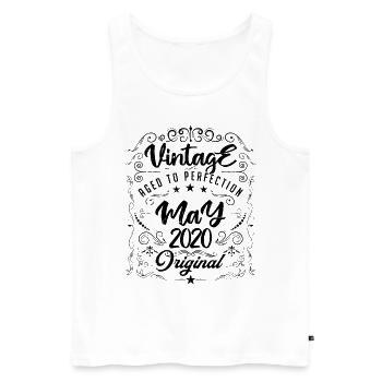 Vintage born in May 2020. Birthday May 2020. - Men's Premium Organic Tank Top - white - Front - Michal (187cm)