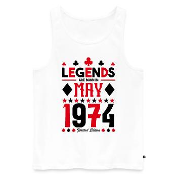birthday gift May 1974. card games . May - Men's Premium Organic Tank Top - white - Front - Michal (187cm)