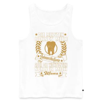 Arzthelferin Mama Krankenschwester Mutter - Männer Premium Bio Tank Top - Weiß - Vorne - Michal (187cm)