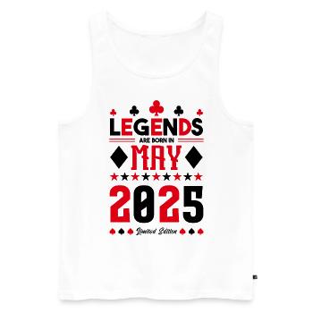 cadeau d'anniversaire Mai 2025. jeux de carte .May - Débardeur bio Premium Homme - blanc - Devant - Michal (187cm)
