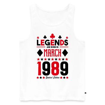 cadeau d'anniversaire Mars 1989. jeux de carte. - Débardeur bio Premium Homme - blanc - Devant - Michal (187cm)