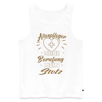 Altenpfleger Altenpflege Pfleger Vater Pflege - Männer Premium Bio Tank Top - Weiß - Vorne - Michal (187cm)