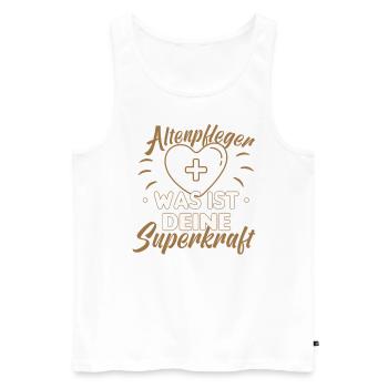 Pfleger Altenpflege Altenpfleger Vater Pflege - Männer Premium Bio Tank Top - Weiß - Vorne - Michal (187cm)