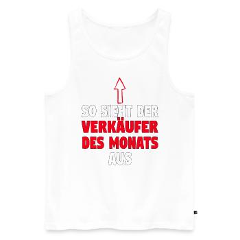 Verkäufer Vatertag Einzelhandel Einzelhändler Papa - Männer Premium Bio Tank Top - Weiß - Vorne - Michal (187cm)