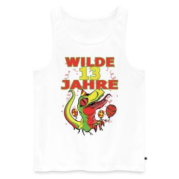 Wilde 13 Jahre 13 Geburtstag Dino Dinosaurier trex - Männer Premium Bio Tank Top - Weiß - Vorne - Michal (187cm)