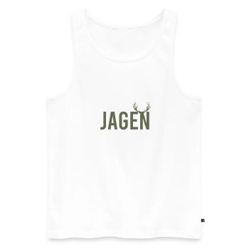 Jagen Jäger Jagd Wildschwein Wald Geweih Keiler - Männer Premium Bio Tank Top - Weiß - Vorne - AI Model Male 178 light (178cm)