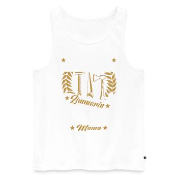 Zimmerin Mama Holzbauer Mutter Zimmerer Holzbau - Männer Premium Bio Tank Top - Weiß - Vorne - Michal (187cm)