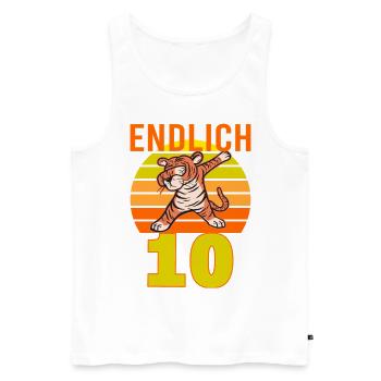 10 Geburtstag Löwe Tiger witzig 10 Jahre Junge - Männer Premium Bio Tank Top - Weiß - Vorne - Michal (187cm)