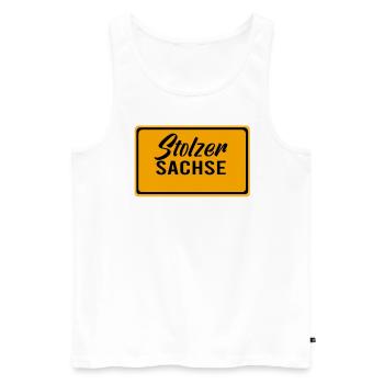 Sachsen Sachse Dresdner Dresden Saggse Leipzig - Männer Premium Bio Tank Top - Weiß - Vorne - Michal (187cm)