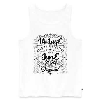 Vintage born in June 2024. Birthday June 2024 - Men's Premium Organic Tank Top - white - Front - Michal (187cm)