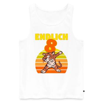 Dabbing Tiger 8 Geburtstag 8 Jahr Löwe witzig dab - Männer Premium Bio Tank Top - Weiß - Vorne - Michal (187cm)