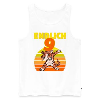 Dabbing Tiger 9 Geburtstag 9 Jahr Löwe witzig dab - Männer Premium Bio Tank Top - Weiß - Vorne - Michal (187cm)