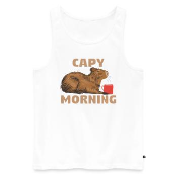 Cappybara Capybara Coffee Capybara Fans - Men's Premium Organic Tank Top - white - Front - AI Model Male 178 light (178cm)