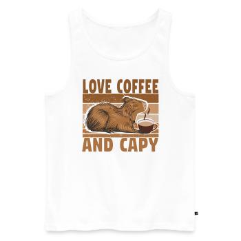 Capybara Capybara Coffee Cappybara Fans - Men's Premium Organic Tank Top - white - Front - AI Model Male 178 light (178cm)