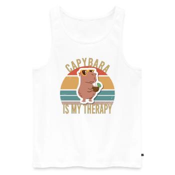 Wasserschwein Capybara Fan Club Cappybara Fans - Men's Premium Organic Tank Top - white - Front - AI Model Male 178 light (178cm)