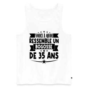 anniversaire 35 ans. beau gosse 35 ans. 35e annive - Débardeur bio Premium Homme - blanc - Devant - Michal (187cm)