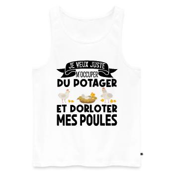 M'occuper Du Potager Et Des Poules. Jardinage. - Débardeur bio Premium Homme - blanc - Devant - AI Model Male 178 light (178cm)