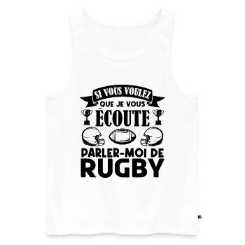 Rugbyman cadeau Cadeau fan du rugby. joueur rugby - Débardeur bio Premium Homme - blanc - Devant - Michal (187cm)