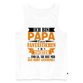 Ich bin Papa einer fantastischen Tochter Vater - Männer Premium Bio Tank Top - Weiß - Vorne - Michal (187cm)