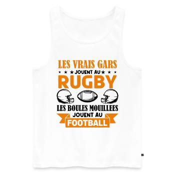 Cadeau rugbyman, cadeau Fan de rugby.Rugby. - Débardeur bio Premium Homme - blanc - Devant - Michal (187cm)