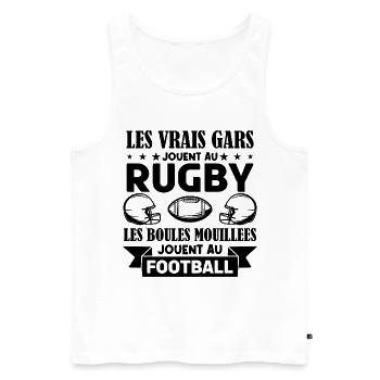 Cadeau rugbyman, cadeau Fan de rugby.Rugby. - Débardeur bio Premium Homme - blanc - Devant - Michal (187cm)
