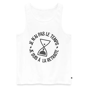 cadeau de retraite, cadeau départ en retraite. - Débardeur bio Premium Homme - blanc - Devant - AI Model Male 178 light (178cm)